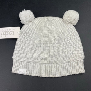 unisex Toshi, light grey organic cotton knit hat/beanie, Sz: S, circum: 52cm, NEW, size 1-2,  