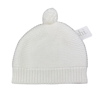 unisex Toshi, white organic cotton knit hat/beanie, Sz: S, circum: 52cm, NEW, size 1-2,  