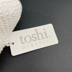 unisex Toshi, white organic cotton knit hat/beanie, Sz: S, circum: 52cm, NEW, size 1-2,  