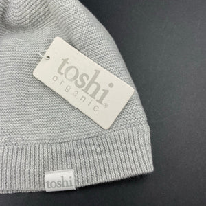 unisex Toshi, grey organic cotton knit hat/beanie, Sz: S, circum: 52cm, NEW, size 1-2,  