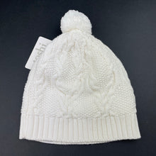 Load image into Gallery viewer, Girls Toshi, white organic cotton knit hat/beanie, Sz: L, circum: 56cm, NEW, size 7-10,  