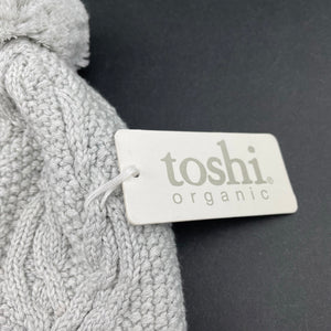 unisex Toshi, grey organic cotton knit hat/beanie, Sz: S, circum: 52cm, NEW, size 1-2,  