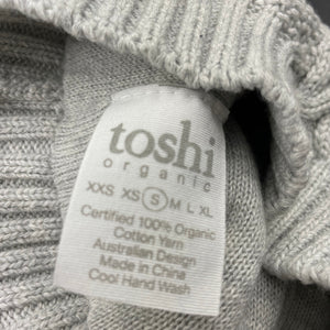 unisex Toshi, grey organic cotton knit hat/beanie, Sz: S, circum: 52cm, NEW, size 1-2,  