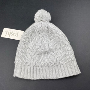 unisex Toshi, grey organic cotton knit hat/beanie, Sz: S, circum: 52cm, NEW, size 1-2,  