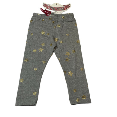 Girls LITTLE WINGS, organic cotton blend leggings, glitter stars, NEW, size 1-2,  