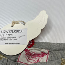 Load image into Gallery viewer, Girls LITTLE WINGS, organic cotton blend leggings, glitter stars, NEW, size 1-2,  