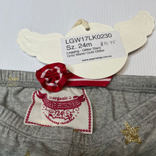 Load image into Gallery viewer, Girls LITTLE WINGS, organic cotton blend leggings, glitter stars, NEW, size 2,  