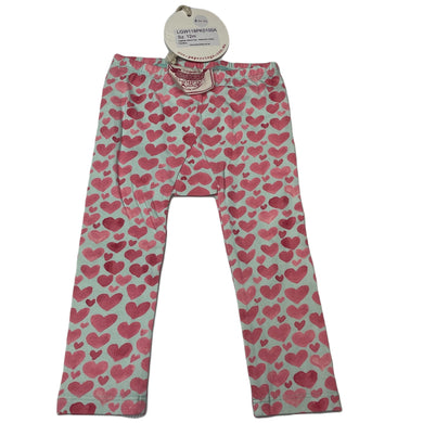 Girls LITTLE WINGS, organic cotton blend leggings, hearts, NEW, size 12 months,  