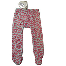 Load image into Gallery viewer, Girls LITTLE WINGS, organic cotton blend footed leggings, hearts, NEW, size 1-2,  