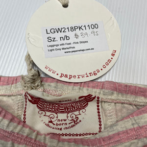 Girls LITTLE WINGS, organic cotton blend footed leggings/bottoms, NEW, size 0000,  