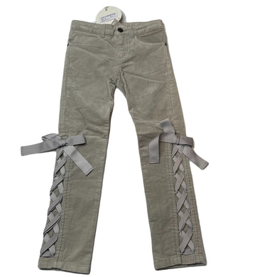 Girls PAPER WINGS, grey velvet stretch cotton pants, adjustable, Inside leg: 51.5cm, NEW, size 6,  