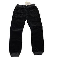 Load image into Gallery viewer, unisex PAPER WINGS, black stretch corduroy pants, elasticated, Inside leg: 51cm, NEW, size 8,  