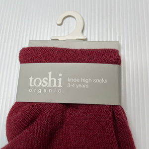 unisex Toshi, organic cotton blend knee high socks, NEW, size 3-4,  