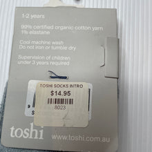 Load image into Gallery viewer, unisex Toshi, blue organic cotton blend knee high socks, NEW, size 1-2,  