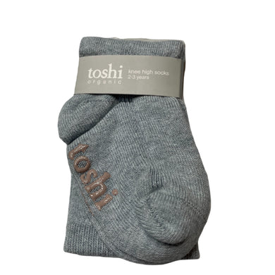 unisex Toshi, blue organic cotton blend knee high socks, NEW, size 2-3,  