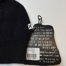 Load image into Gallery viewer, Girls Minti, black cotton knitted hat/beanie, Sz: M-L, NEW, size 7-10,  