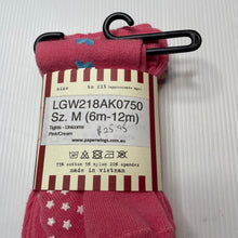 Load image into Gallery viewer, Girls LITTLE WINGS, pink stretchy tights/stockings, unicorns, NEW, size 0,  