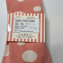Load image into Gallery viewer, Girls PAPER WINGS, pink &amp; white spot knee high socks, NEW, size 12-14,  