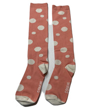 Load image into Gallery viewer, Girls PAPER WINGS, pink &amp; white spot knee high socks, NEW, size 12-14,  
