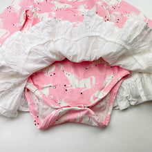 Load image into Gallery viewer, Girls LITTLE WINGS, organic cotton blend tutu romper dress, unicorns, NEW, size 2, L: 38cm