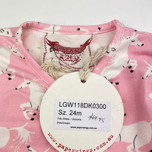 Girls LITTLE WINGS, organic cotton blend tutu romper dress, unicorns, NEW, size 2, L: 38cm