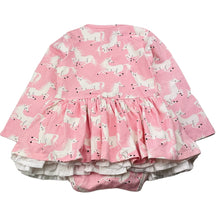 Load image into Gallery viewer, Girls LITTLE WINGS, organic cotton blend tutu romper dress, unicorns, NEW, size 2, L: 38cm