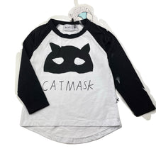 Load image into Gallery viewer, Girls Minti, black &amp; white cotton long sleeve tee/top, cat mask, NEW, size 3,  