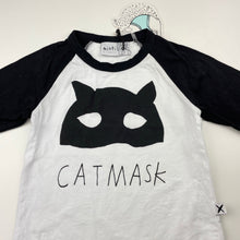 Load image into Gallery viewer, Girls Minti, black &amp; white cotton long sleeve tee/top, cat mask, NEW, size 3,  