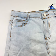 Load image into Gallery viewer, Boys Minti, bleach blue stretch denim shorts, adjustable, NEW, size 14,  