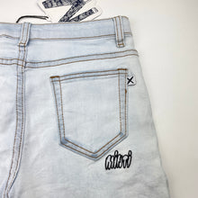 Load image into Gallery viewer, Boys Minti, bleach blue stretch denim shorts, adjustable, NEW, size 14,  