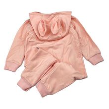 Load image into Gallery viewer, Girls Minti, pink stretchy hooded zip romper, rabbit, EUC, size 1,  