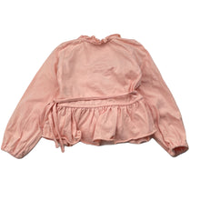 Load image into Gallery viewer, Girls PAPER WINGS, organic cotton cross-over top, swans, discolouration on sleeves, FUC, size 2,  
