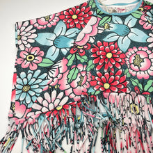Load image into Gallery viewer, Girls PAPER WINGS, colourful floral lightweight organic cotton fringed poncho, NEW, size 4,  