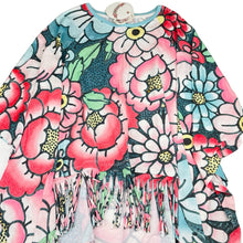 Load image into Gallery viewer, Girls PAPER WINGS, colourful floral lightweight organic cotton fringed poncho, NEW, size 12,  
