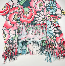Load image into Gallery viewer, Girls PAPER WINGS, colourful floral lightweight organic cotton fringed poncho, NEW, size 12,  