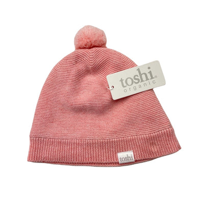 Girls Toshi, pink organic cotton knit hat/beanie, Sz: s, circum: 52cm, NEW, size 1-2,  