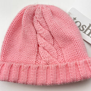 Girls Toshi, pink cable knit hat/beanie, Sz: S, circum: 52cm, NEW, size 1-2,  