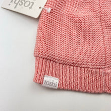 Load image into Gallery viewer, Girls Toshi, pink organic cotton knit hat/beanie, Sz: s, circum: 52cm, NEW, size 1-2,  