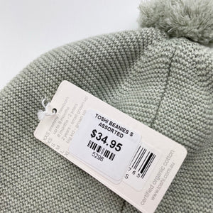 unisex Toshi, green organic cotton knit hat/beanie, Sz: S, circum: 52cm, NEW, size 1-2,  