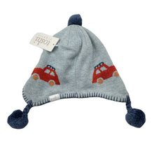 Load image into Gallery viewer, Boys Toshi, organic cotton knit earmuff hat, cars, Sz: XS, circum: 43cm, NEW, size 000-00,  