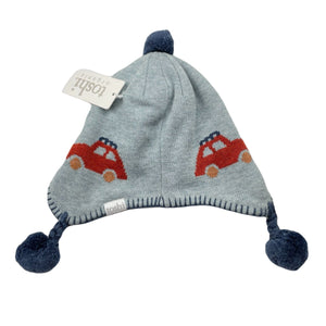 Boys Toshi, organic cotton knit earmuff hat, cars, Sz: XS, circum: 43cm, NEW, size 000-00,  