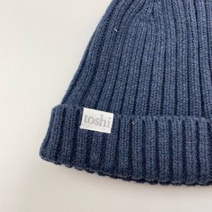 unisex Toshi, navy organic cotton knit hat/beanie, Sz: S, circum: 52cm, NEW, size 1-2,  