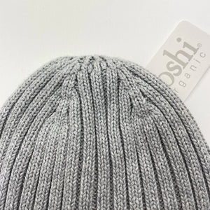 unisex Toshi, grey organic cotton knit hat/beanie, Sz: S, circum: 52cm, NEW, size 1-2,  