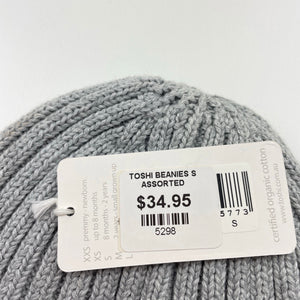 unisex Toshi, grey organic cotton knit hat/beanie, Sz: S, circum: 52cm, NEW, size 1-2,  