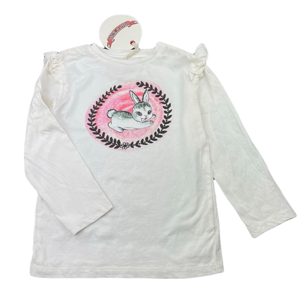 Girls LITTLE WINGS, organic cotton long sleeve tee/top, rabbit, NEW, size 4,  