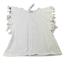 Load image into Gallery viewer, Girls Mii Love Mu, white cotton t-shirt / top, tassles, NEW, size 10,  
