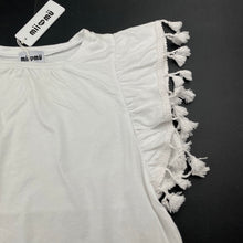Load image into Gallery viewer, Girls Mii Love Mu, white cotton t-shirt / top, tassles, NEW, size 10,  
