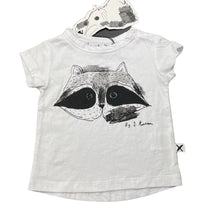 Load image into Gallery viewer, unisex Minti, white cotton t-shirt / top, racoon, NEW, size 00,  