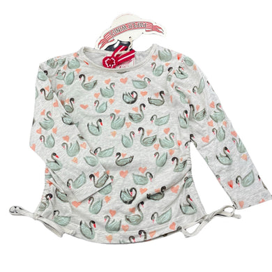 Girls PAPER WINGS, lightweight organic cotton long sleeve top, swans, NEW, size 2,  