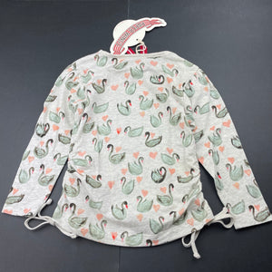Girls PAPER WINGS, lightweight organic cotton long sleeve top, swans, NEW, size 2,  